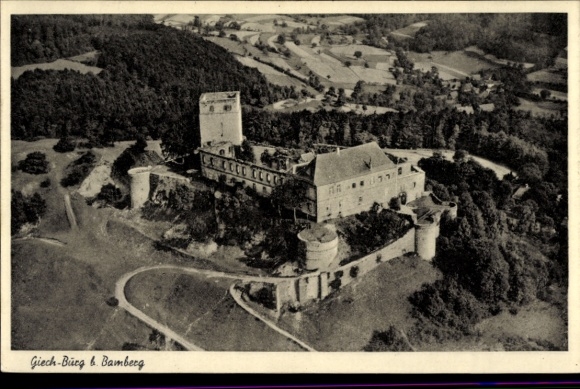 Postcard Schesslitz Scheßlitz in Upper Franconia, Giechburg, Giech Castle ruins, aerial photograph