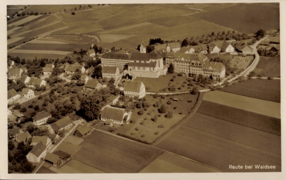 Postcard Reute Bad Waldsee in Upper Swabia Württemberg, aerial photograph