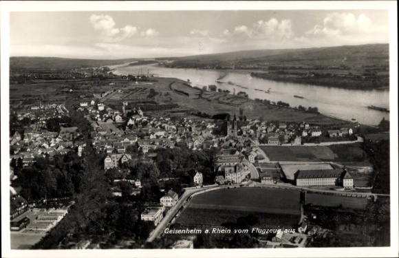 Postcard Geisenheim am Rhein Hessen, aerial photograph