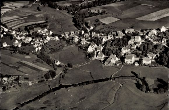 Postcard Rotenbach Ellwangen an der Jagst Württemberg, aerial photograph, typical German landscape, small