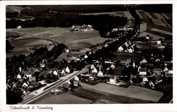 Ak Ochenbruck Schwarzenbruck in Mittelfranken Bayern, Fliegeraufnahme, Panorama vom Ort
