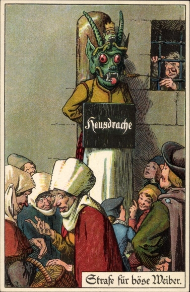 Artysta lito Jodolfi, kara dla złych kobiet, domowy smok, smocza maska, wstydliwy słupek