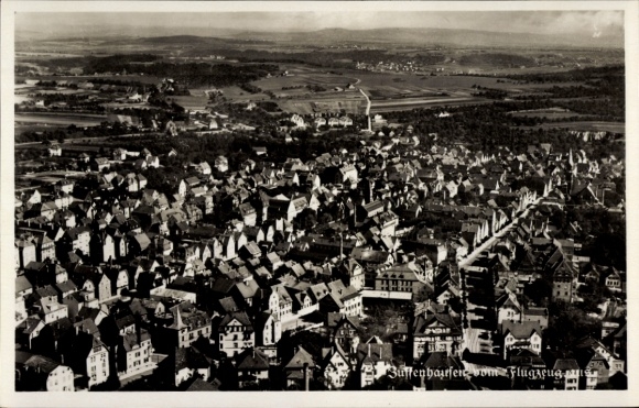 Postcard Tussenhausen in Swabia, aerial photograph