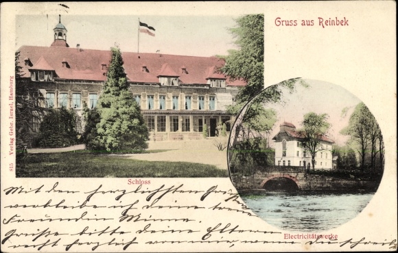Postcard Reinbek in the district of Stormarn, castle, power plants