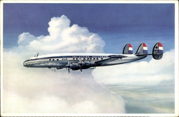Postcard passenger aircraft Lockheed Super Constellation L 1049 G, KLM