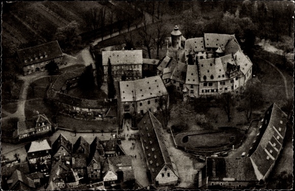 Postcard Büdingen in Hesse, castle, aerial view