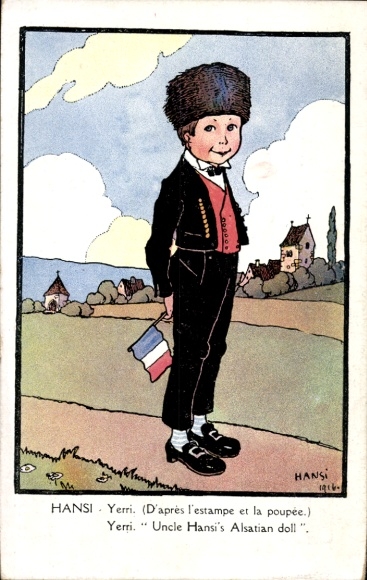 Artist Postcard Hansi, Yerri, Boy in Alsatian folk costume