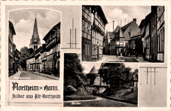 Postcard Northeim in Lower Saxony, Hagenstrasse, Schaupenstiel, Harztor