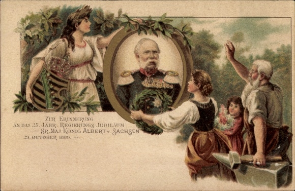Chromo-Litho King Albert of Saxony, 25th government anniversary 1899