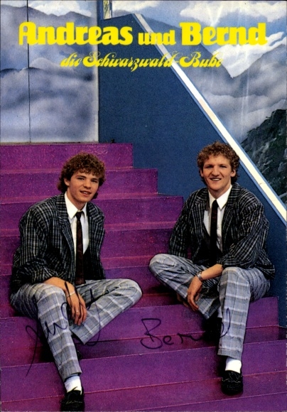 Autogrammkarte Sänger Andreas und Bernd, die Schwarzwald Bub, Autogramm
