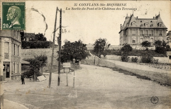 Ak Conflans-Sainte-Honorine Yvelines, Pont, Chateau des Terrasses