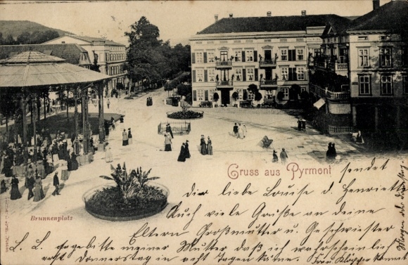 Postcard Bad Pyrmont in Lower Saxony, Brunnenplatz