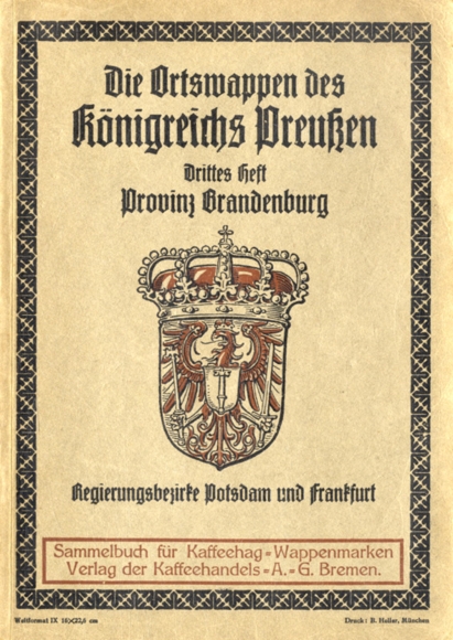 German coat of arms, Potsdam, Frankfurt/Oder, collection picture album of the coffee HAG, Bremen 1929