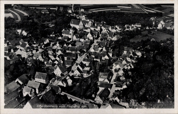 Postcard Obersontheim in Württemberg, aerial photograph