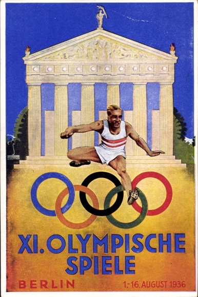 Artist Postcard XI. Olympic Games Berlin 1936, hurdler, Austrian Olympic Fund