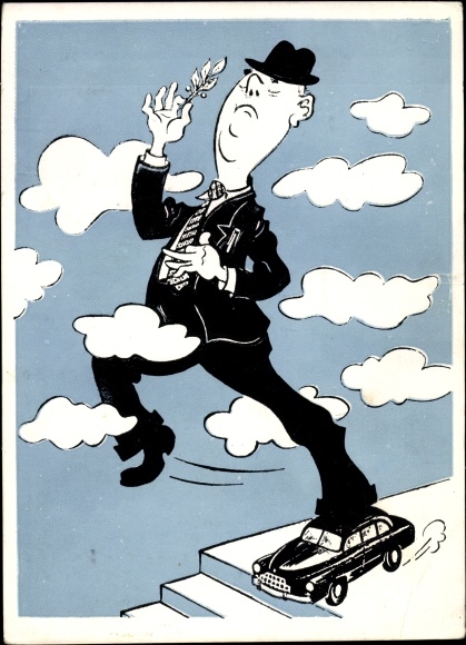 Artist Postcard Rymeikis, L., Lithuanian humor, joke, caricature