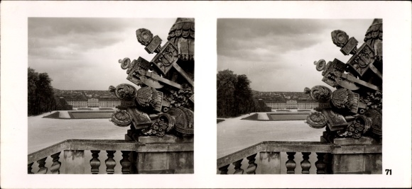 Stereo spatial image photo &quot;Greater Germany&#39;s rebirth&quot;, No. 71, Vienna 13, Schönbrunn, Gloriette