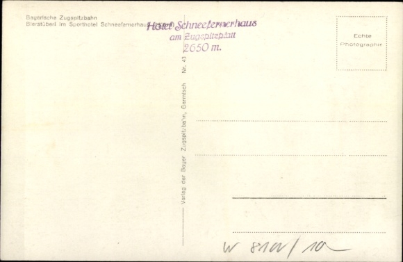 Postcard Zugspitze, Sporthotel Schneefernerhaus, Bierstüberl