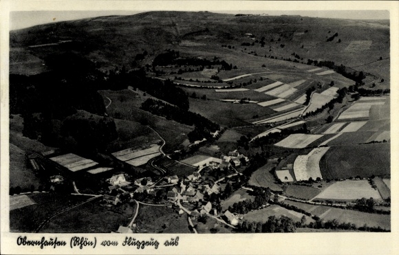 Ak Obernhausen Gersfeld in der Rhön Hessen, Luftaufnahme von Obernhausen, schöne Landschaft mit F