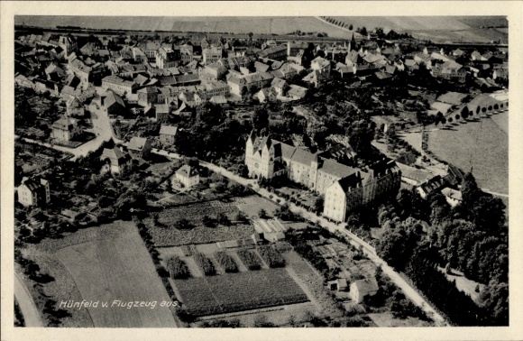 Postcard Hünfeld in Hesse, aerial photograph