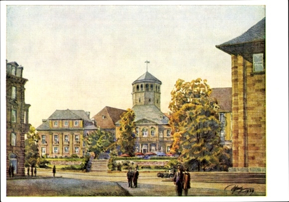Kunstenaar Ak Schmitz, Hans, Bayreuth, Gontardhaus en Kasteeltoren