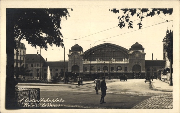 Postcard Bâle Basel City Switzerland, Zentralbahnplatz, train station