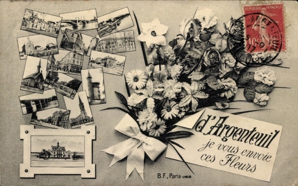 Ak Argenteuil Val d'Oise, Blumengruß, Stadtansichten