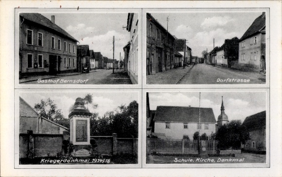 Ak Bernsdorf Saalfelder Höhe Saalfeld an der Saale, Gasthof, Schule, Kirche, Denkmäler