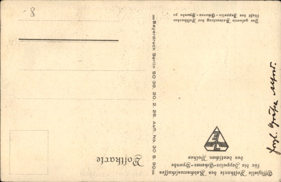 Artist Postcard Amtsberg, Otto, A German Zeppelin, Eckener donation, airship, industrial facilities