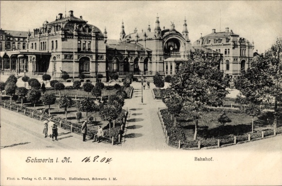 Ak Schwerin in Mecklenburg, Bahnhof