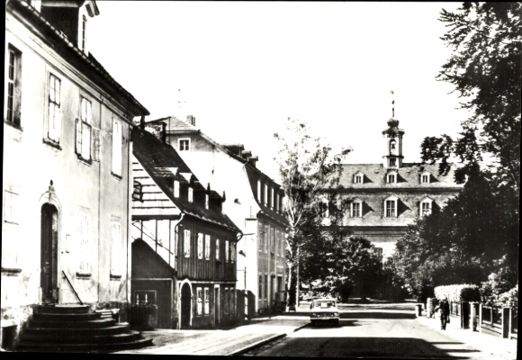 Ak Herrnhut in der Oberlausitz Sachsen, Straße in  Gebäude, Kirchensaal, foto