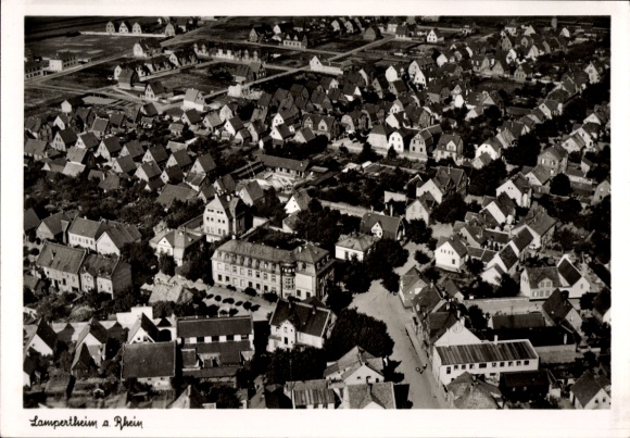 Postcard Lampertheim am Rhein Hesse, aerial photograph