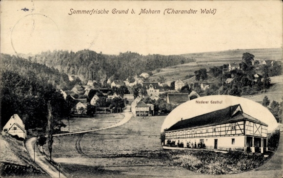 Postcard Grund Mohorn Wilsdruff Saxony, general view, Niederer Gasthof