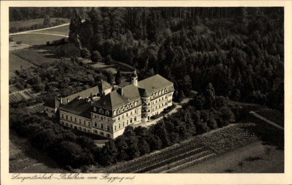 Ansichtkaart Langensteinbach Karlsbad Baden Württemberg, Bijbelhuis, luchtfoto