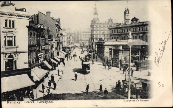 Postcard Liverpool North West England, Ranelagh Street, Tram