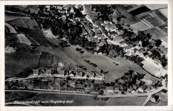 Postcard Ebersdorf in Upper Franconia Bavaria, aerial photograph
