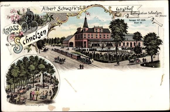 Chromo-Litho Hamburg Eimsbüttel Schnelsen, inn, garden area, Lachmund Collection
