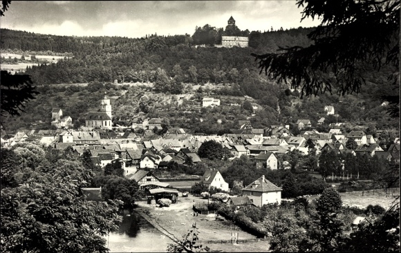 Postcard Wasungen in the Thuringian Forest, Panorama
