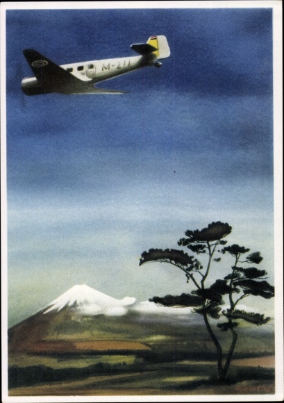Artist PC Winkler, G., Pioneers of world air transport, Junkers Ju 160, M-211, courier plane, Japan