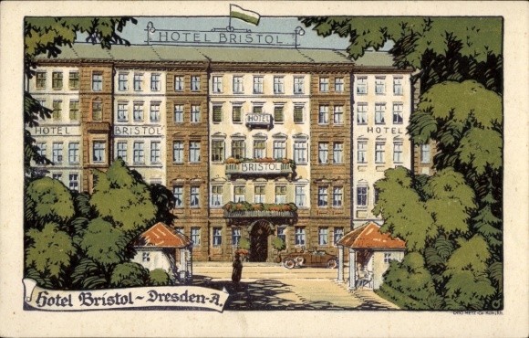 Steindruck Ak Dresden, Hotel Bristol, Bismarckplatz 9
