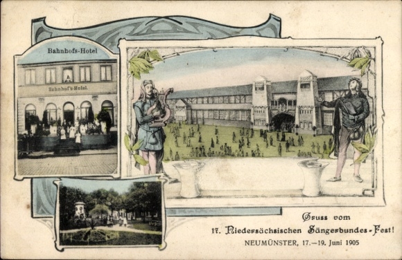Postcard Neumünster in Holstein, 17th Lower Saxony Singers' Association Festival 1905