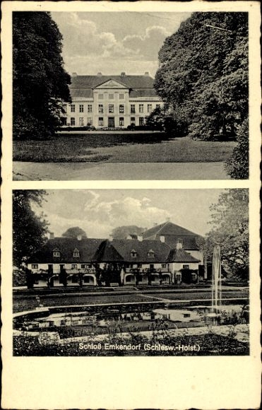 Ak Emkendorf in Sleeswijk-Holstein, kasteel, tuinen