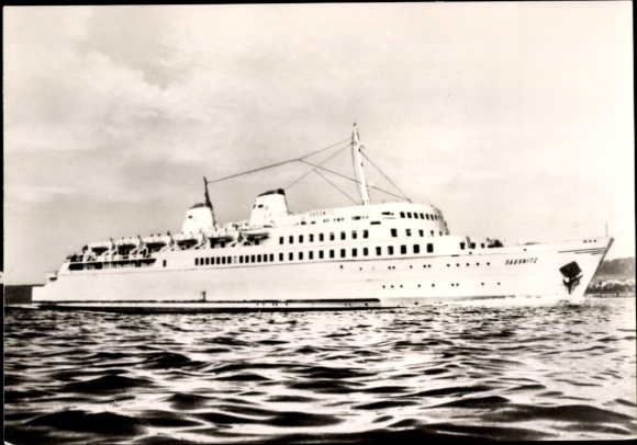 Postcard railway ferry of the Deutsche Reichsbahn MS Sassnitz