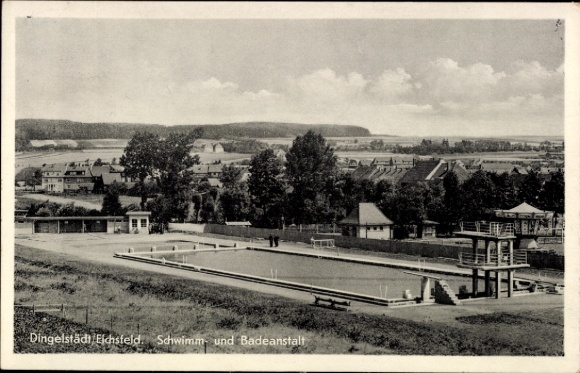 Ak Dingelstädt im Eichsfeld Thüringen, Schwimm- und Badeanstalt,  Landschaft