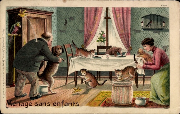 Litho Eltern, Tiere als Kinder, Toilettenhumor