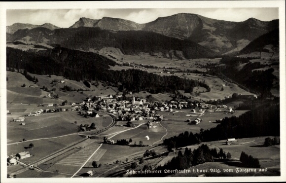 Postcard Oberstaufen in Allgäu, aerial photograph