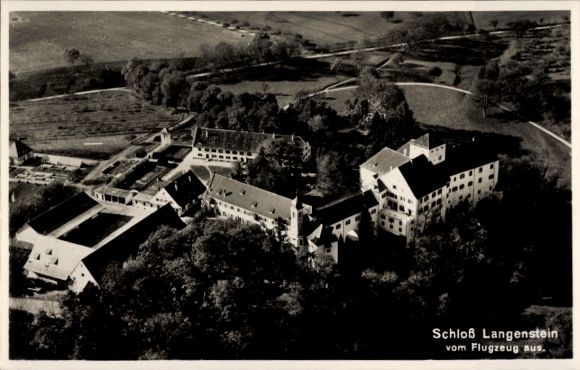 Ak Langenstein Halberstadt in het Harzgebergte, kasteel, luchtfoto