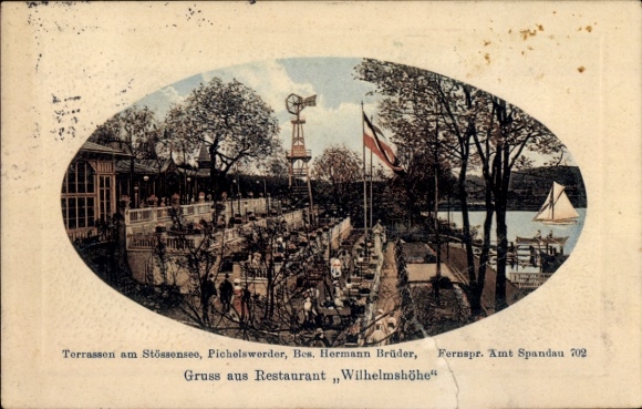 Passepartout Postcard Berlin Spandau Wilhelmstadt Pichelswerder, Restaurant Wilhelmshöhe