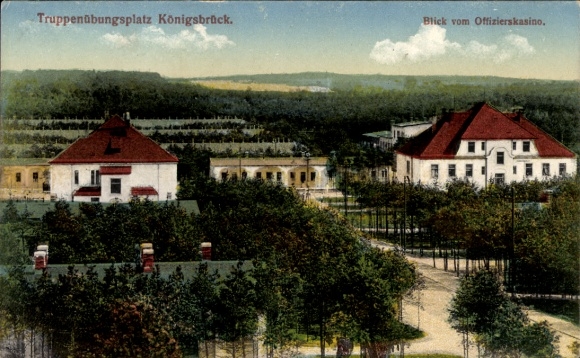 Postcard Königsbrück in Upper Lusatia, military training area, view from the officers' mess