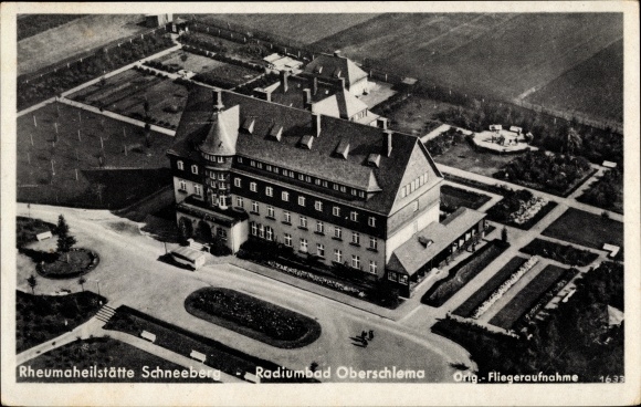 PC Schneeberg in the Ore Mountains, aerial photograph of a rheumatism sanatorium
